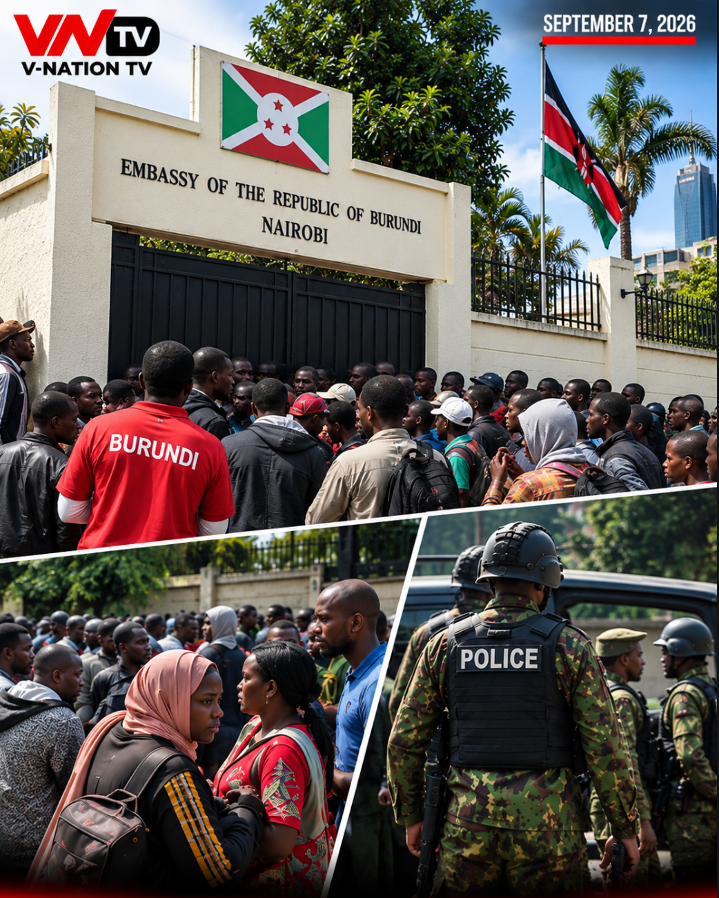 BURUNDIANS GATHER AT EMBASSY IN NAIROBI AFTER KENYA ORDERS CRACKDOWN ON FOREIGN SMALL TRADERS