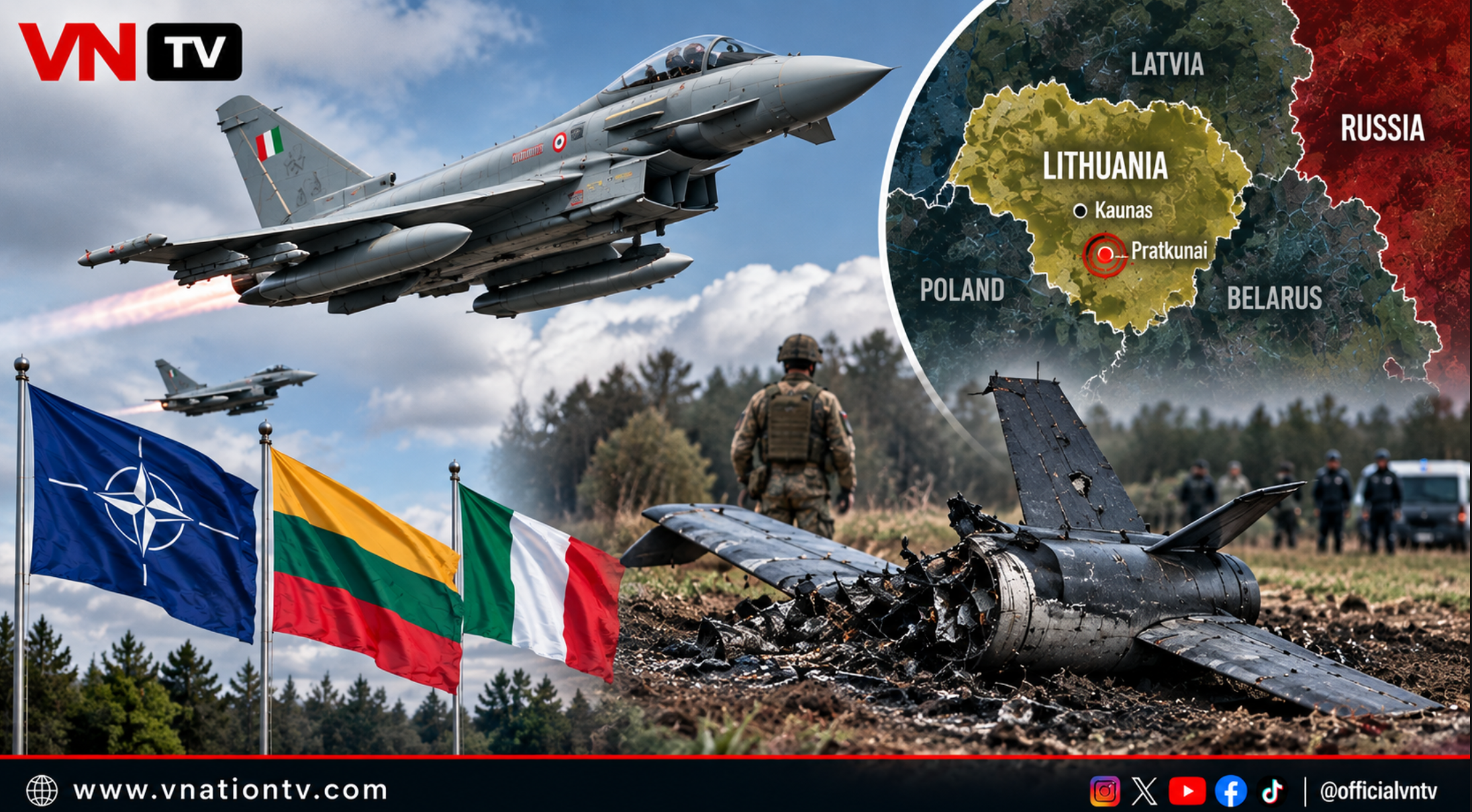NATO JET SHOOTS DOWN EXPLOSIVE CARRYING DRONE OVER LITHUANIA AS ITALY POINTS TO POSSIBLE RUSSIAN ORIGIN
