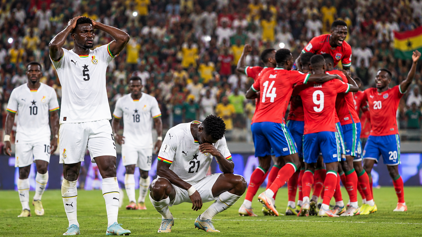 BLACK STARS COLLAPSE FROM 2–0 UP TO LOSE 4–2 TO THE GAMBIA IN ACCRA